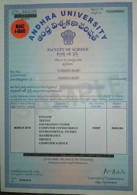 Andhra University Online Certificate