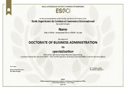 ESGCI Paris Certificate