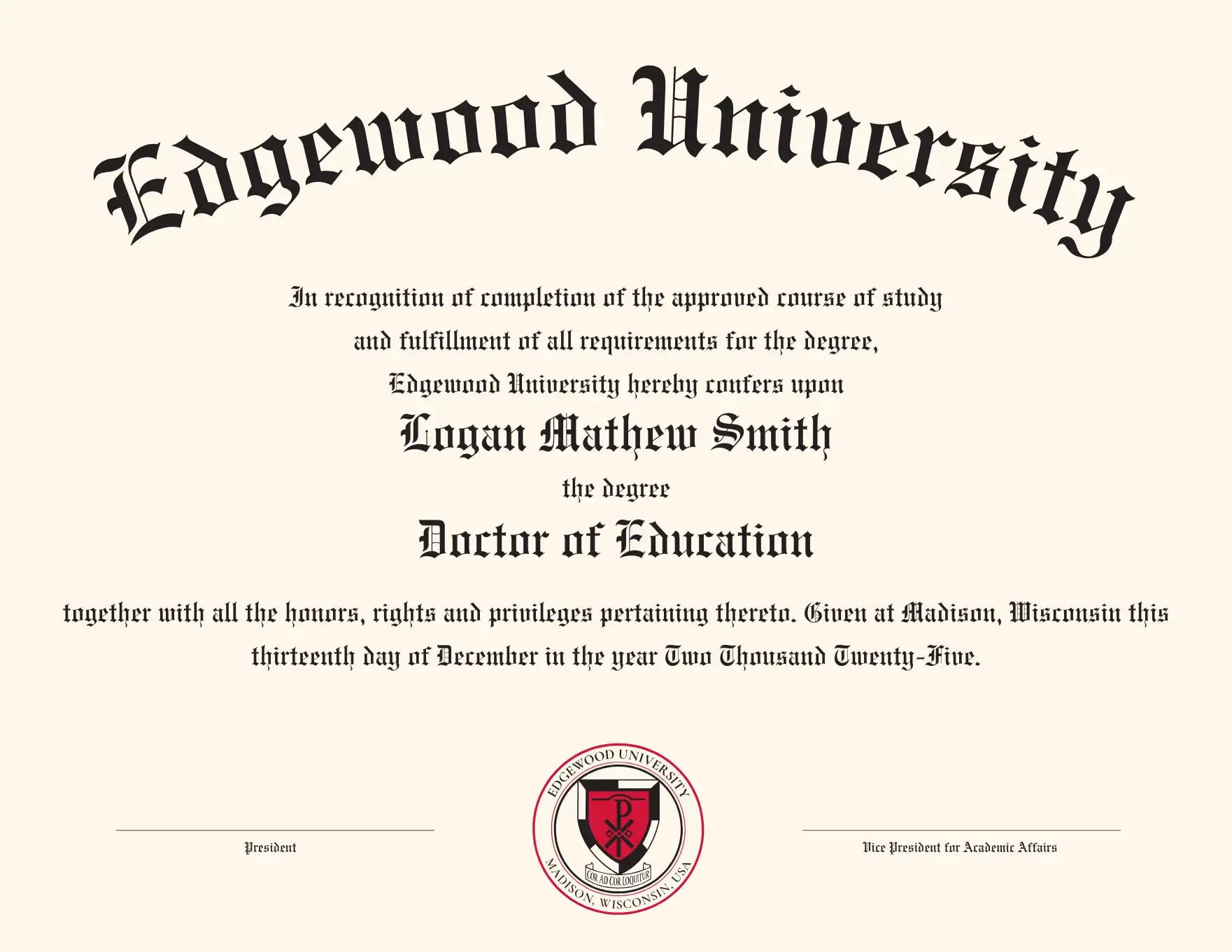 Edgewood University Online Certificate