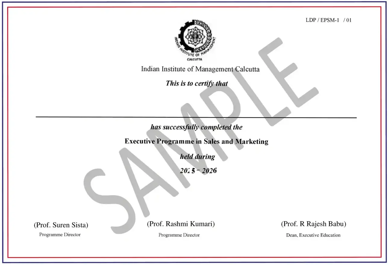 IIM Calcutta Certificate