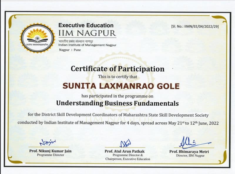 IIM Nagpur Certificate