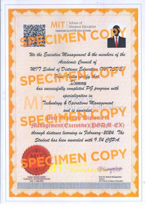 MIT School Of Distance Education Certificate
