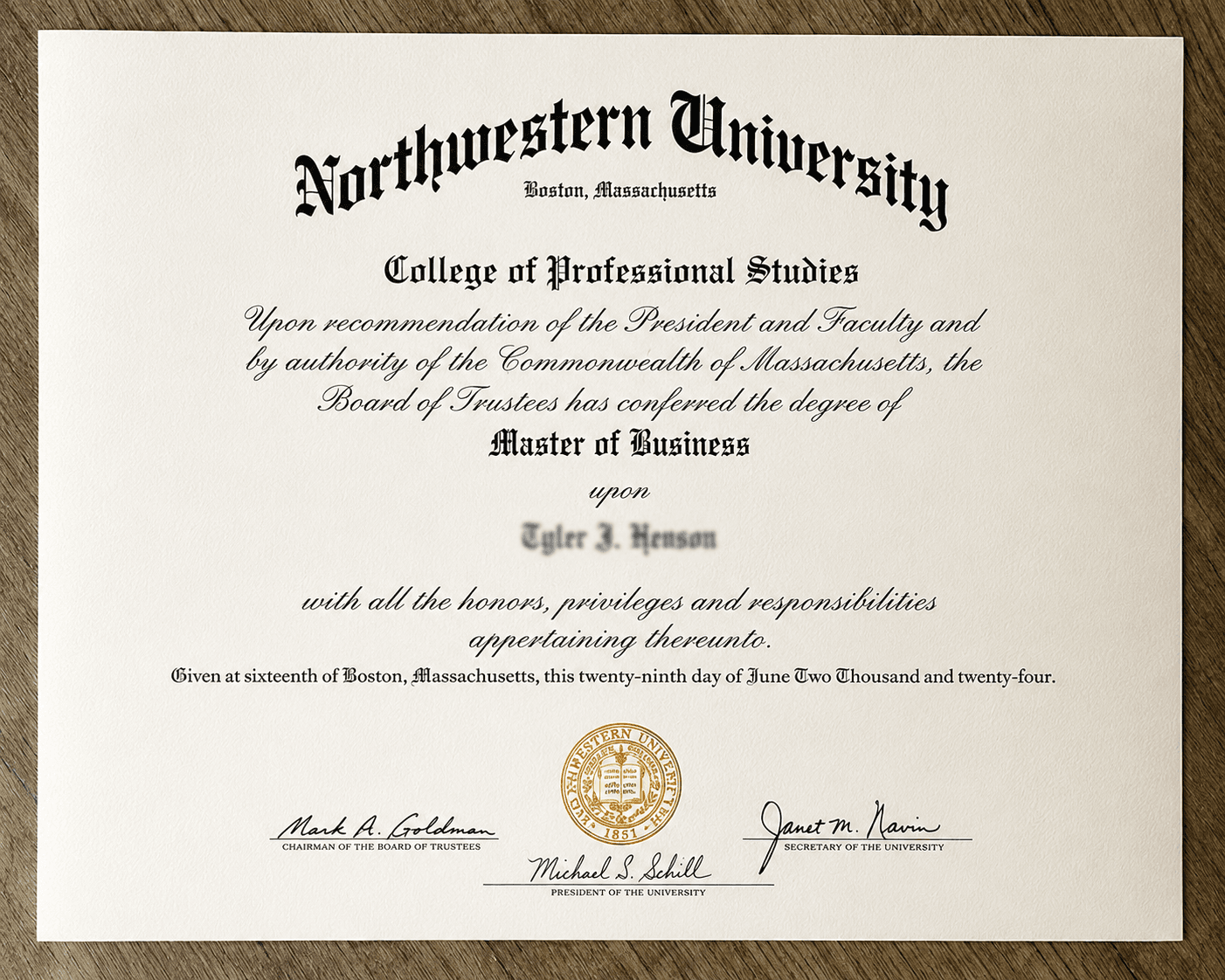 Northeastern University Certificate