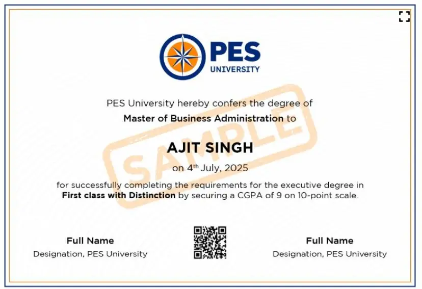 PES University Certificate