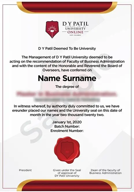 DY Patil University Online Navi Mumbai Certificate