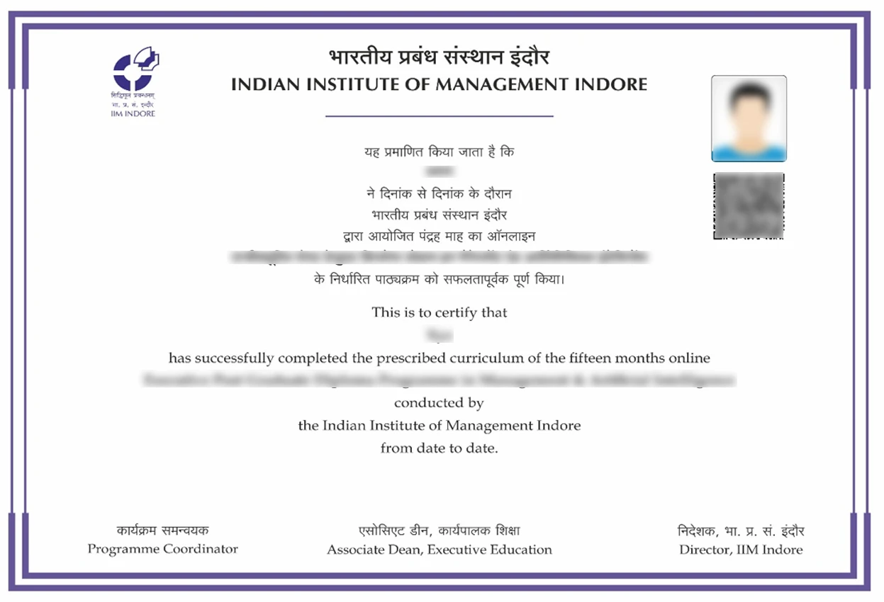 IIM Indore Certificate