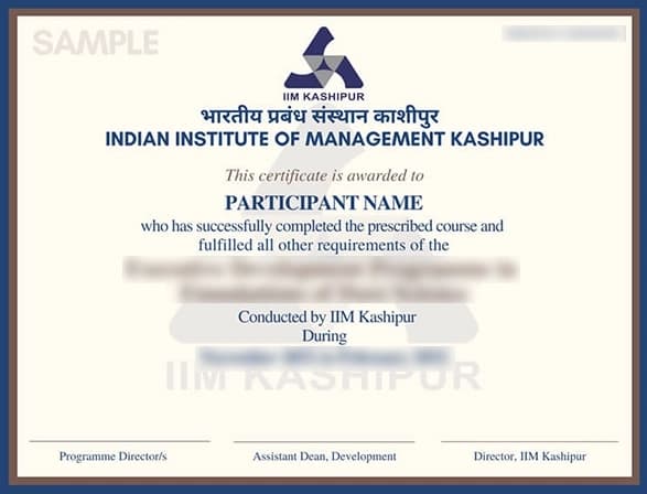 IIM Kashipur Certificate