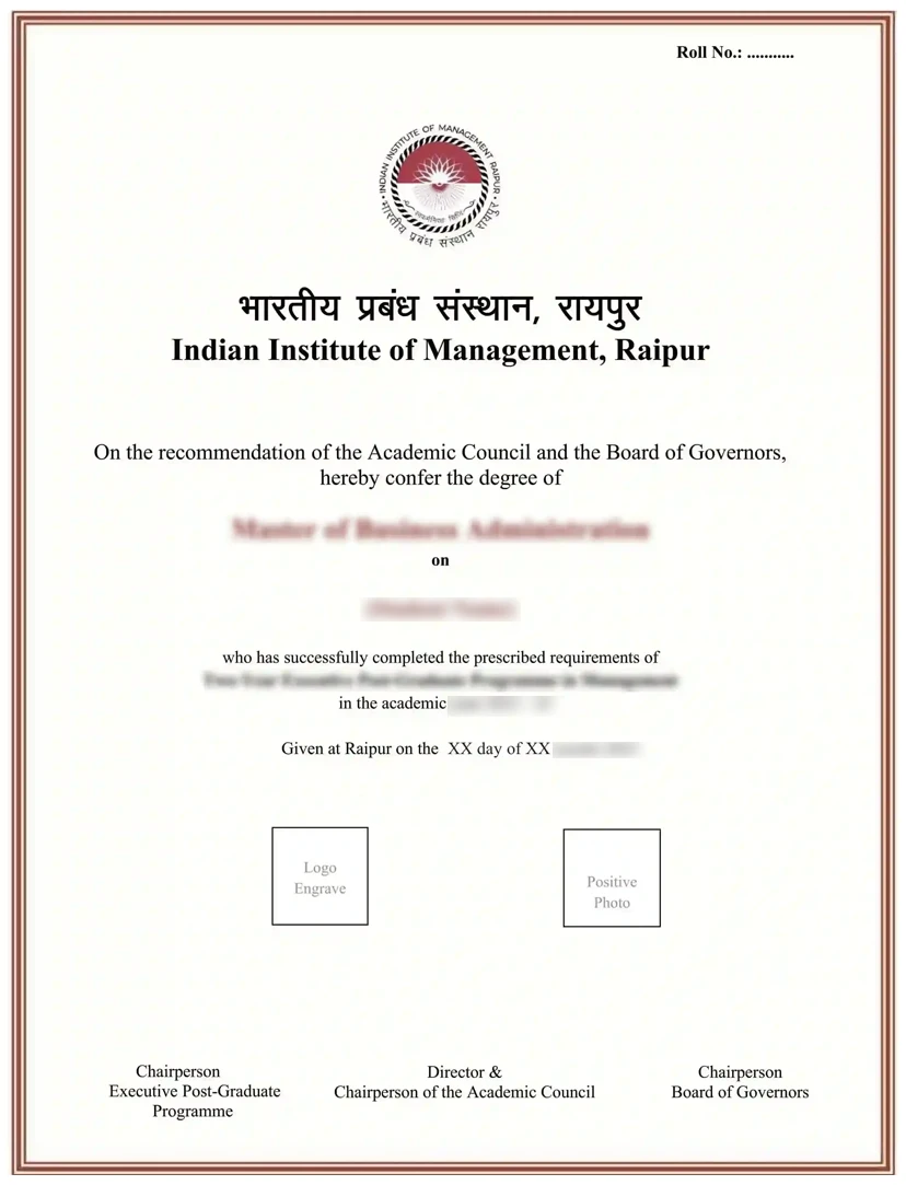 IIM Raipur Certificate