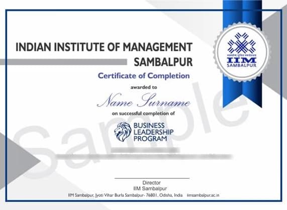 IIM Sambalpur Certificate