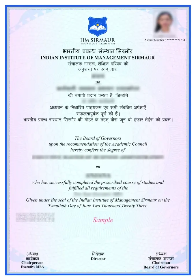 IIM Sirmaur Certificate