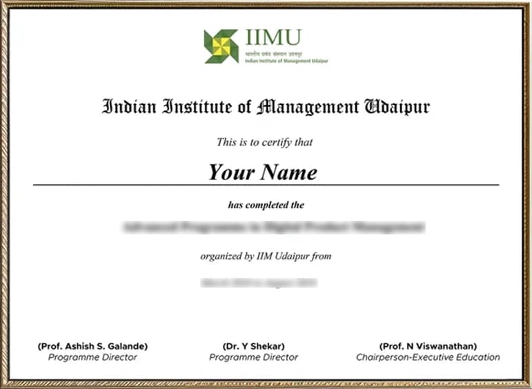 IIM Udaipur Certificate
