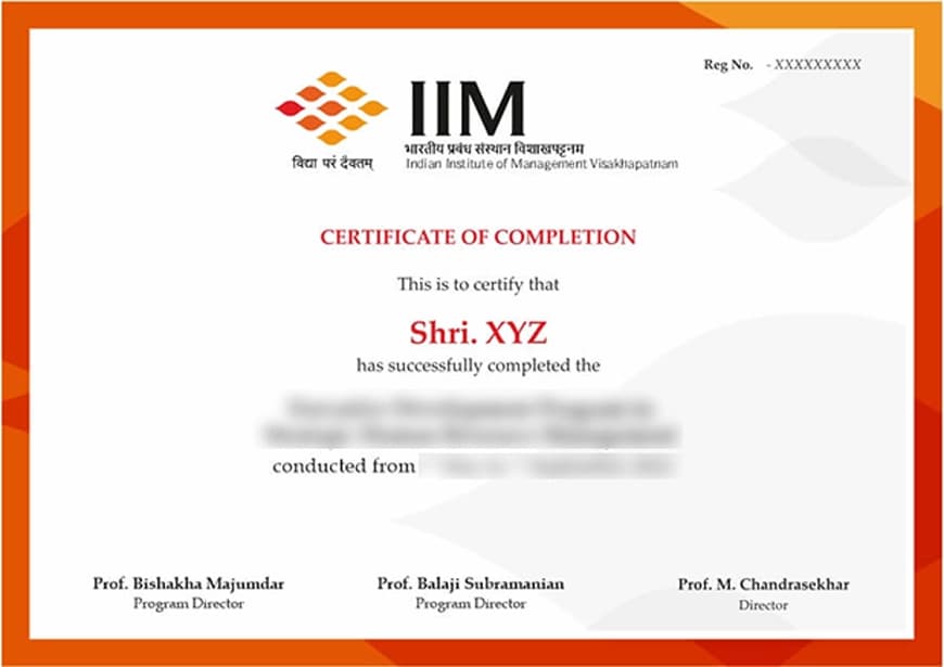 IIM Visakhapatnam Certificate