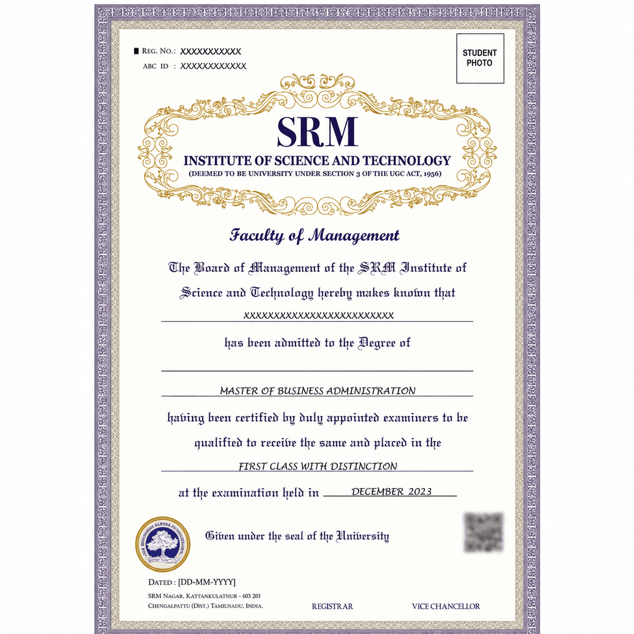 SRM University Online Certificate